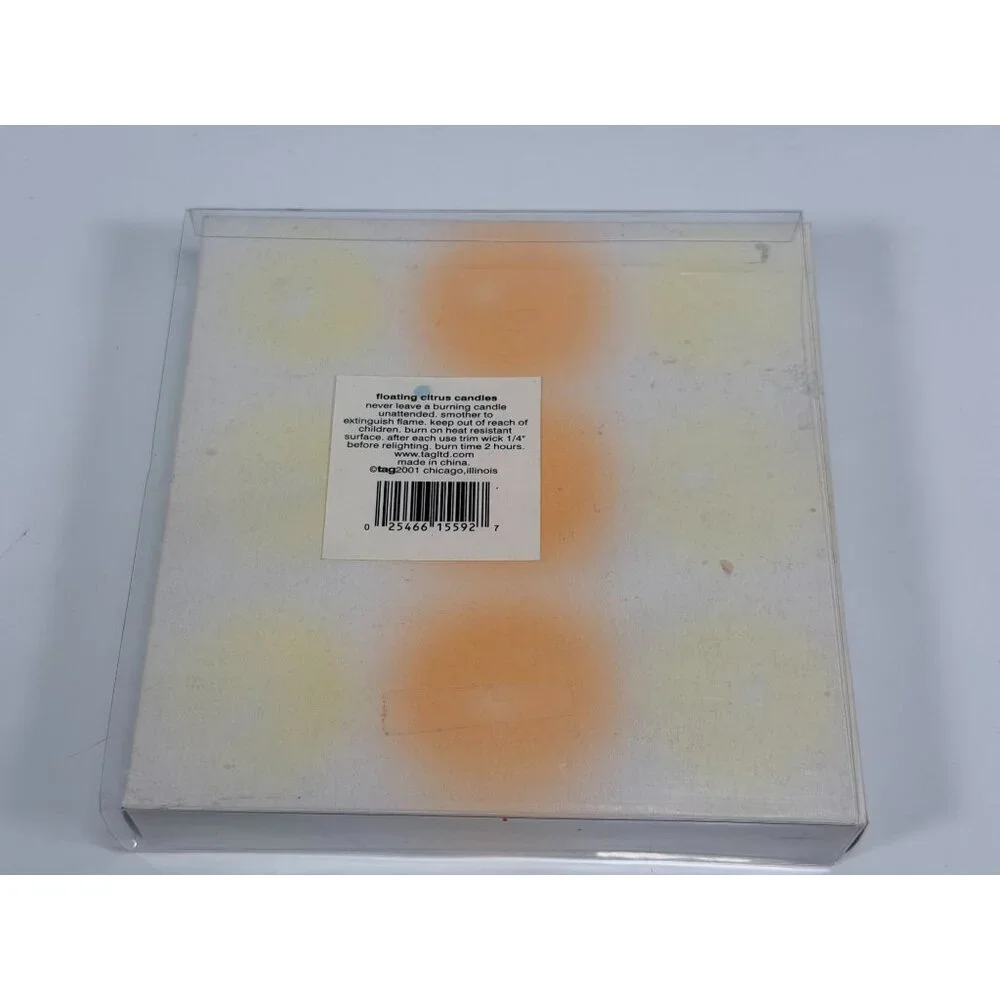 Vintage NIB Tag Floating Citrus Candles Set Of 9 Grapefruit Lime & Orange Fruit - Picture 6 of 8